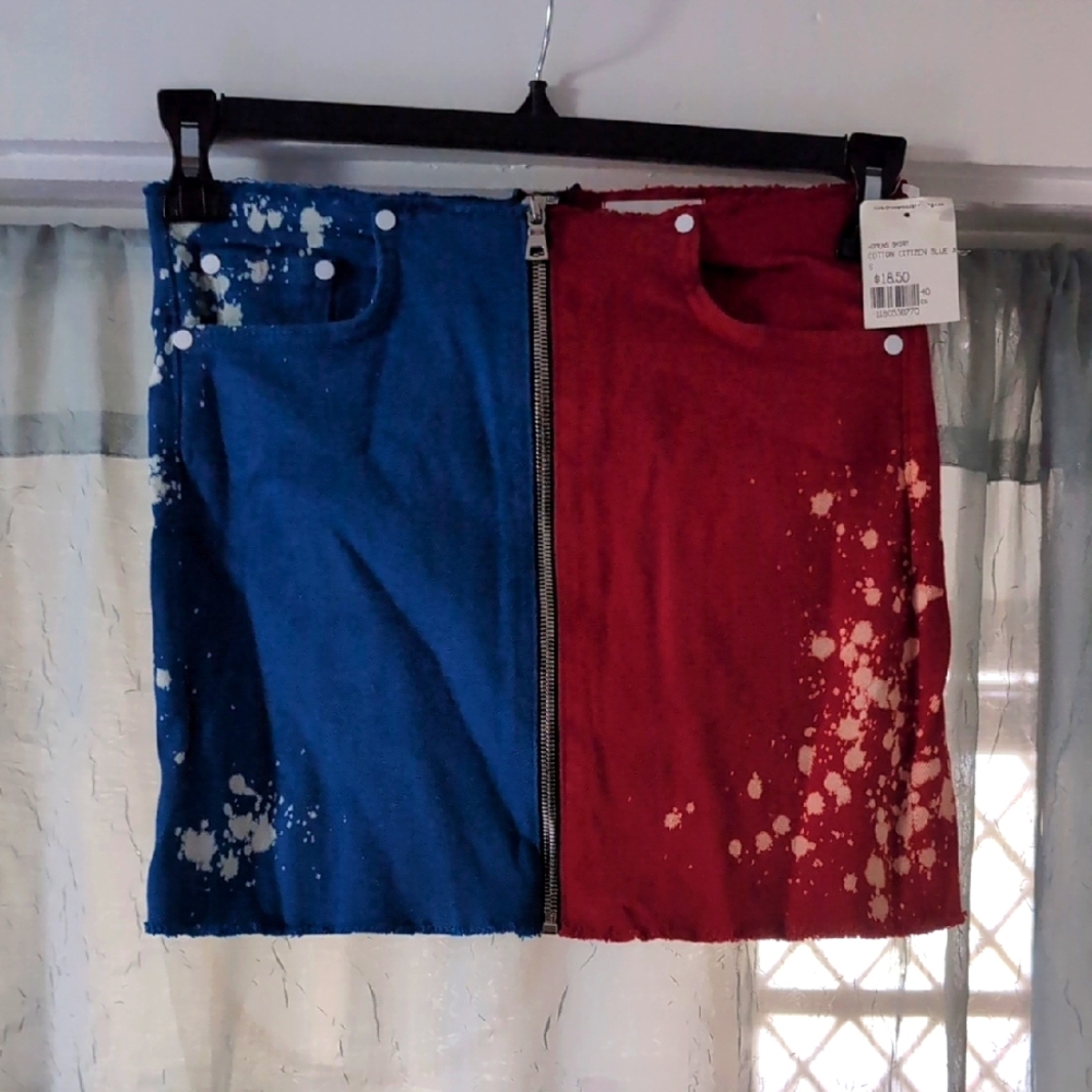 Cotton Citizen Mini Skirt Blue and Red Casual